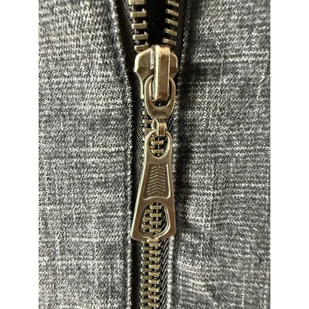 Yada‎ Yada Y2K Faux Fur Trim Jacket Gray Black Jrs L Indie Sleaze McBling Moto